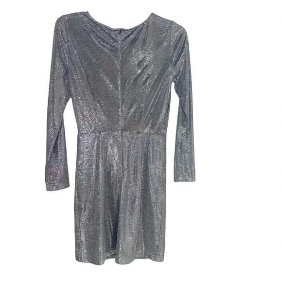 BB Dakota Dress What's Your Shine Metallic Long Sleeve in Gunmetal Size XS NWT - Picture 4 of 14